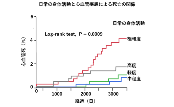 日常の身体活動と心血管疾患による死亡の関係の画像