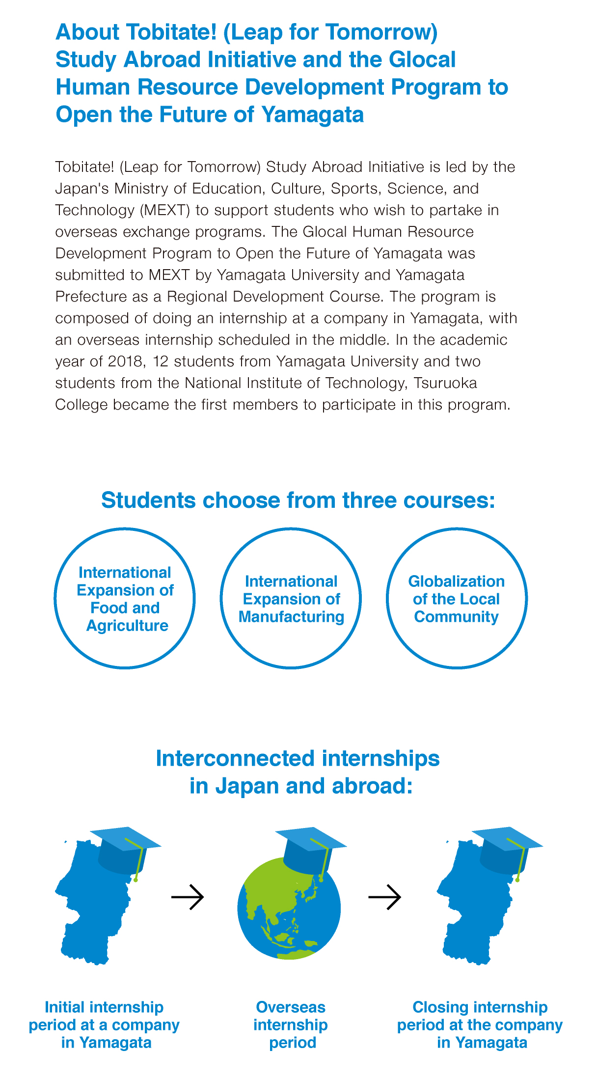 やまがたの未来を切り開くグローカル人材育成プログラムの説明図