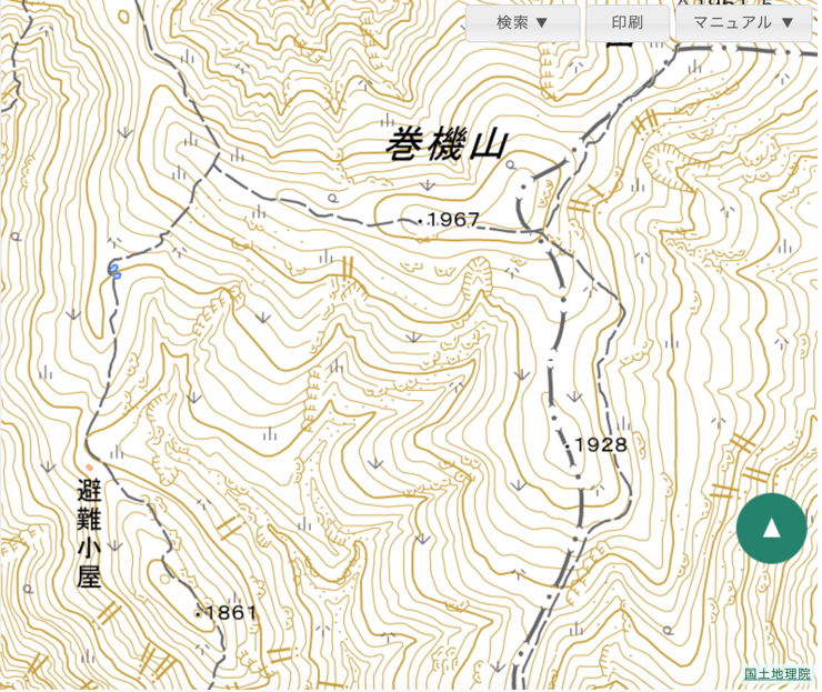 図２　環境省自然環境局　生物多様性センター　自然環境調査Web-GIS所載の地形図（国土地理院）
http://gis.biodic.go.jp/webgis/index.htmlの画像