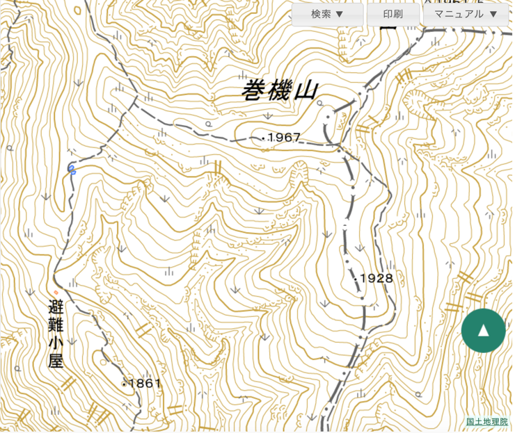 図２　環境省自然環境局　生物多様性センター　自然環境調査Web-GIS所載の地形図（国土地理院）
http://gis.biodic.go.jp/webgis/index.htmlの画像