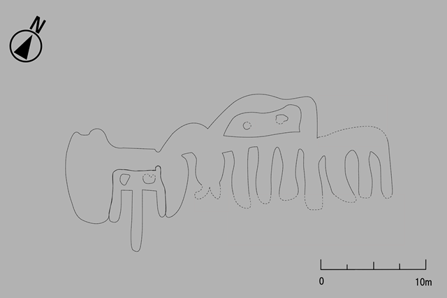 線画：「舌を伸ばした動物」の地上絵の画像