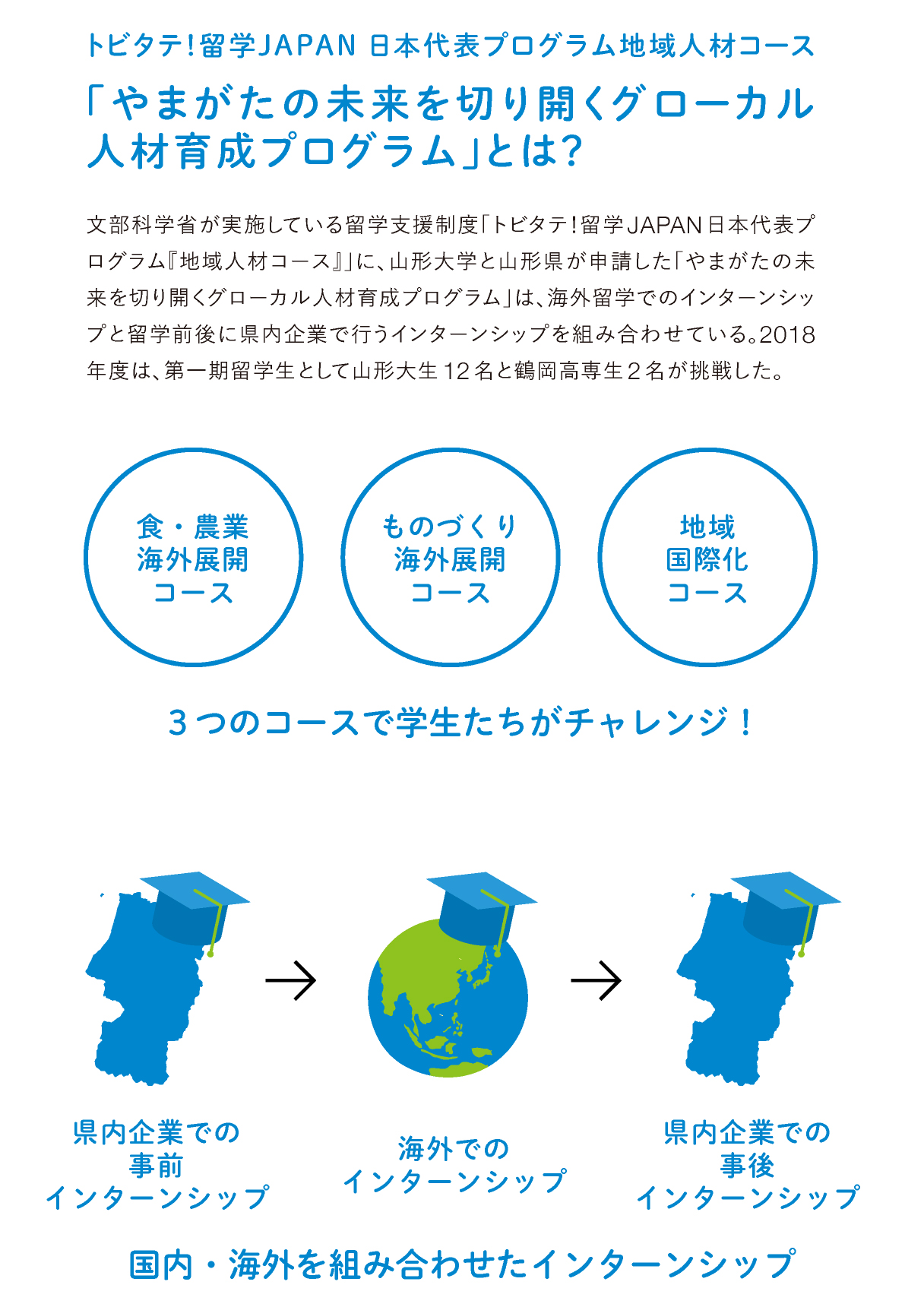 やまがたの未来を切り開くグローカル人材育成プログラムの説明図