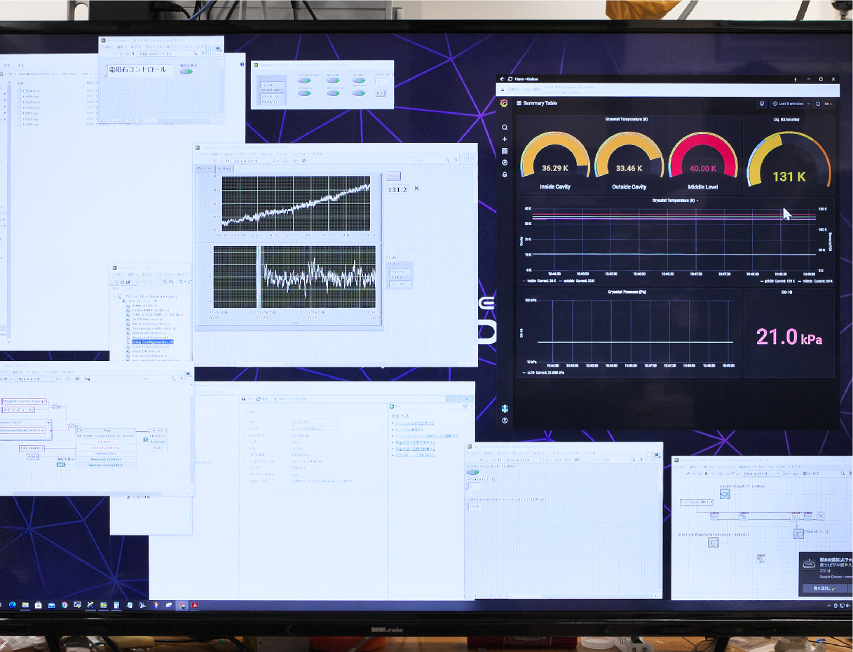 Screen showing the condition of the apparatus at CERN to monitor it remotely