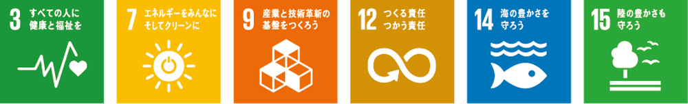 SDGs 03 07 09 12 14 15